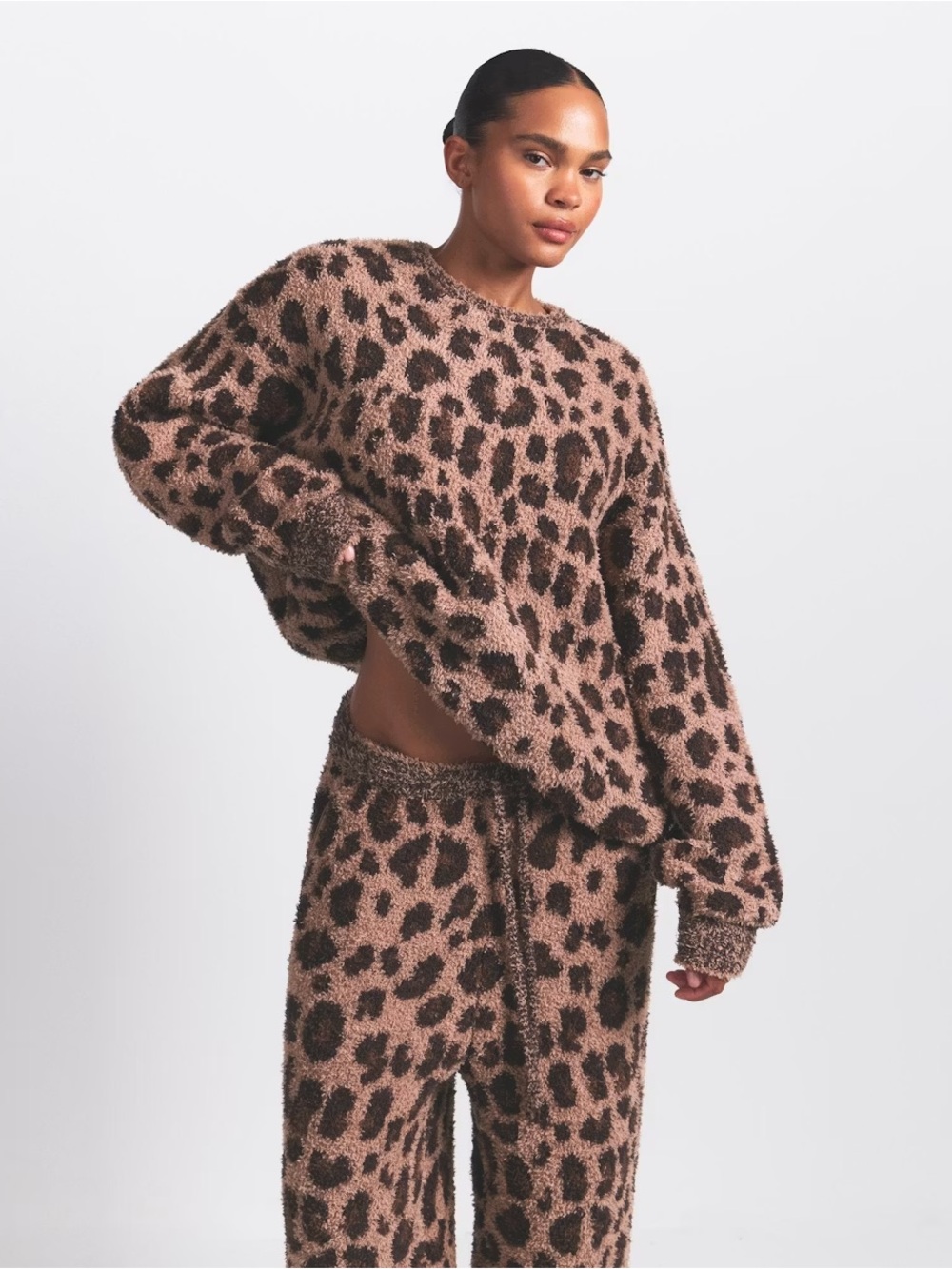 🤎✨NWT SKIMS Cozy Collection Oversized Crewneck Pullover & Jogger Set Size L/XL🤎 - Picture 2 of 12